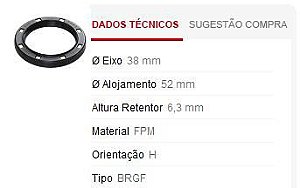 Retentor Motor Dianteiro - Comando Válvula /Auxiliar - KA New 1.5 16v - 1.6 16v após 2015...