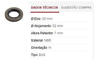 Retentor Motor Dianteiro - Comando Válvula /Auxiliar - Fiorino 1.0/1.3/1.5/1.6 16v 1983 a 1996