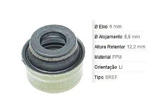 Retentor Haste Válvula - Admissão e Escapamento - Peugeot 307 1.6 16V após 2000... - Haste 6mm