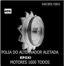 Polia Alternador - Aletada / Preta - Gol 1.600 8v - AR 1980 a 1986