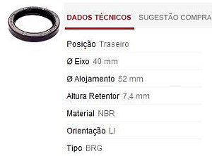 Retentor Roda Traseira - Parati 1.0/1.6/1.8/2.0 8v 1982 a 2012