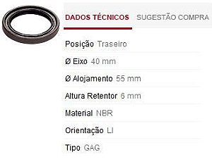 Retentor Roda Traseira - KA New 1.0 12v - 1.5 16v após 2014...