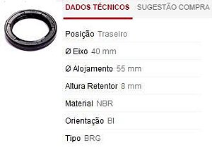 Retentor Roda Traseira - Escort 1.0/1.6/1.8/2.0 8v 1983 a 1994