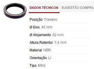 Retentor Roda Traseira - Saveiro 1.6/1.8/2.0 8v após 1982...