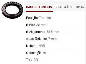 Retentor Roda Traseira - Belina 1.4/1.6 8v 1970 a 1992
