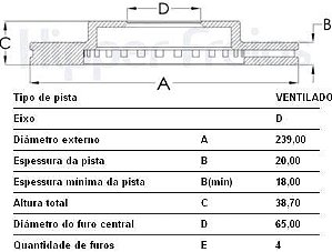Par Disco Freio Dianteiro - 239mm x 20mm - Ventilado - Fremax - Audi 80 1.6/1.8/ 1973 a 1987