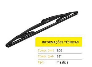 Palheta Traseira 14" - Peugeot 206 SW 1.0/1.6 8v/16v 2005 a 2009 - Sistema conexão G