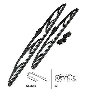 Par Palheta Dianteira 22"/15" - Chery QQ 1.1/1.2 12v  2005 a 2013 - Lado Motorista e Passageiro - Fixação por Gancho / Só Par Palheta Limpador Plástico