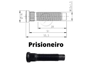 Prisioneiro Roda Dianteira - Onix 1.0/1.4 8v 2013 a 2019