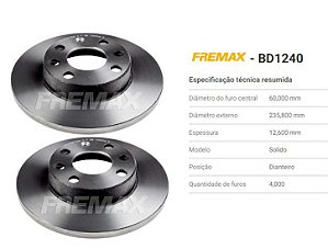 Par Disco Freio Dianteiro - Sólido Corsa 1.0/1.4 8v 1993 a 2012
