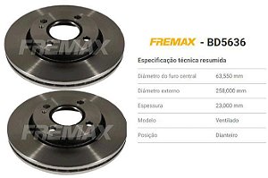 Par Disco Freio Dianteiro - Ventilado Fiesta New 1.6 16v - Sigma 2010 a 2019