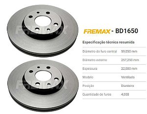 Par Disco Freio Dianteiro - Fiorino 1.4 8v após 2013...