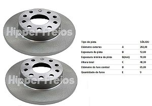 Par Disco Freio Traseiro - Jetta 2.5 20v 2007 a 2011