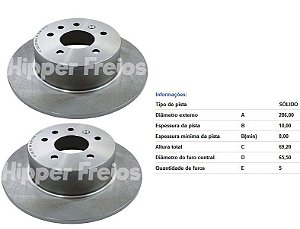 Par Disco Freio Traseiro - Vectra 2.0 8v - 2.4 16v 10/2005 a 2011