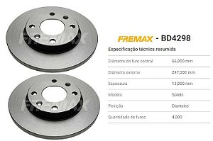 Par Disco Freio Dianteiro - Sólido Hoggar 1.4 8v - 1.6 16v 2010 a 2013
