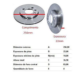 Par Disco Freio Dianteiro - Gol G6/G7 1.0/1.6 8v após 2013... - 256mm x 22mm - Ventilado
