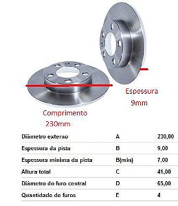 Par Disco Freio Traseiro - Saveiro Cross 1.6 16v 2014 a 2016