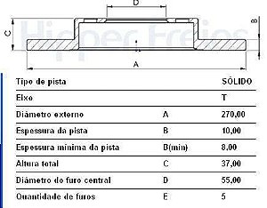 Par Disco Freio Traseiro - Corolla 1.8/2.0 16v 2008 a 2019
