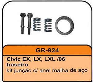 Kit Anel/Gaxeta Escapamento Traseiro - C/Mola + Parafuso - Civic até 2006