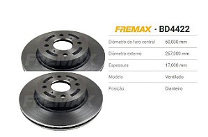 Disco Freio Dianteiro - Face 1.3 16v 2010 a 2015*