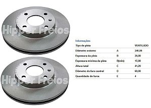 Par Disco Freio Dianteiro - Corsa 1.4 8v 1994 a 1996