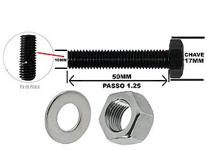Parafuso Pivo Gol 1.0/1.6/1.8 8v/16v 1992 a 2012 - Com Porca - 10x50