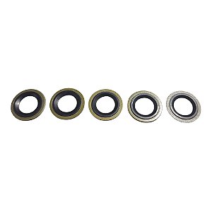 5 Anel Vedação Bujão Carter Óleo Motor Universal - Metal/ Borracha 14x22mm