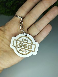 Chaveiros em mdf branco personalizados a laser com sua marca