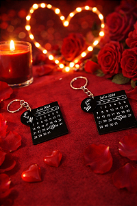 Kit 2 Chaveiros Calendários personalizados em acrilico preto