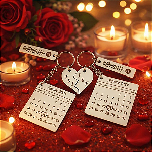 Kit 2 Chaveiros Calendários com Spotify em mdf branco 3mm personalizados a laser