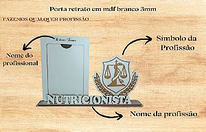 Porta retrato com símbolo da profissão em mdf branco