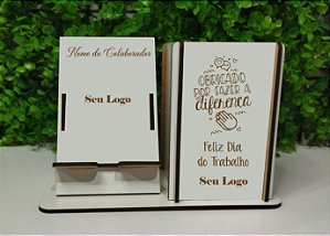 Dia dos Trabalho - Porta Canetas com suporte para celular