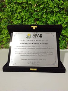 Placa de Homenagem com Caixa de Veludo -  placa 15x10cm