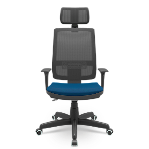 Cadeira Brizza Tela Presidente com Apoio de Cabeça - BackPlax - Assento Poliéster - Base Standard - Plaxmetal