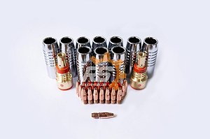 KIT BOCAL CONICO ALETADO 16MM + DIFUSOR DE GÁS ISOLADO + TUBO DE CONTATO 0,8MM MOD. OXIMIG