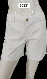 Bermuda Jeans Branca Barra Desfiada