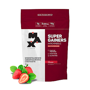 Hipercalórico SUPER GAINERS 3kg - MORANGO - Max Titanium