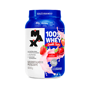100% WHEY Double Tasty Pote 900g Morango - Max Titanium