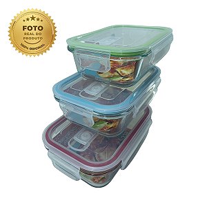 Pote de Vidro Hermético Com Tampa 1040ml - Várias Cores