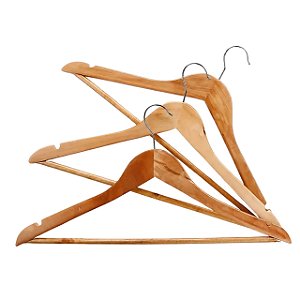 Kit Cabide De Madeira c/ 3pcs Reforçado Let