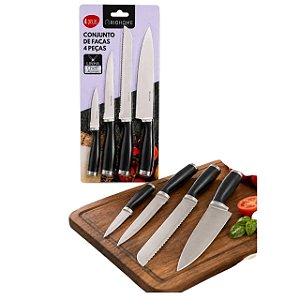 Conjunto De Facas 4 Peças Linha Cheff Inox Rio Home