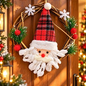 Guirlanda De Madeira Papai Noel Enfeite Natalino