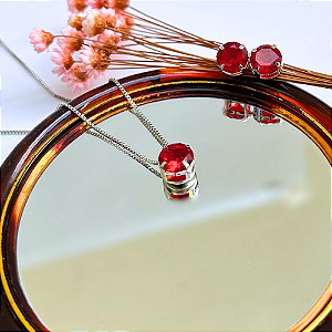 Conjunto de Zircônias Vermelhas Redondas