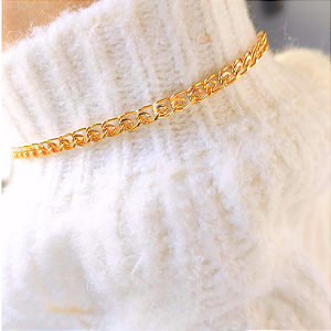 Pulseira Dourada de Corrente com Elos