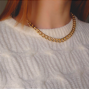 Choker Dourada de Corrente Laminada M