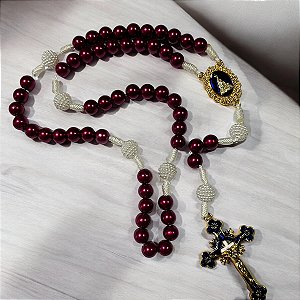 TERÇO DE NOSSA SENHORA APARECIDA EM METAL DOURADO