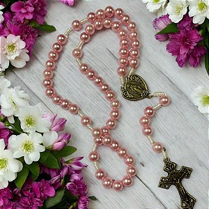 TERÇO DE NOSSA SENHORA DAS GRAÇAS EM METAL ENVELHECIDO