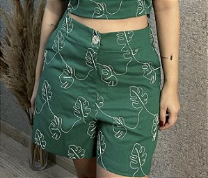 SHORT VAL EM LINHO BORDADO