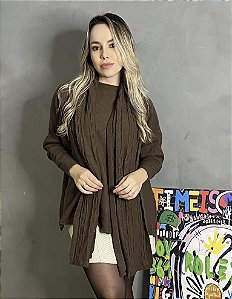 TRICOT ALONGADO MARROM COM CACHECOL