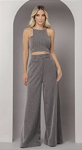 CALÇA RISCA DE GIZ CINZA